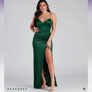 Jolina Wrap Skirt Satin Dress